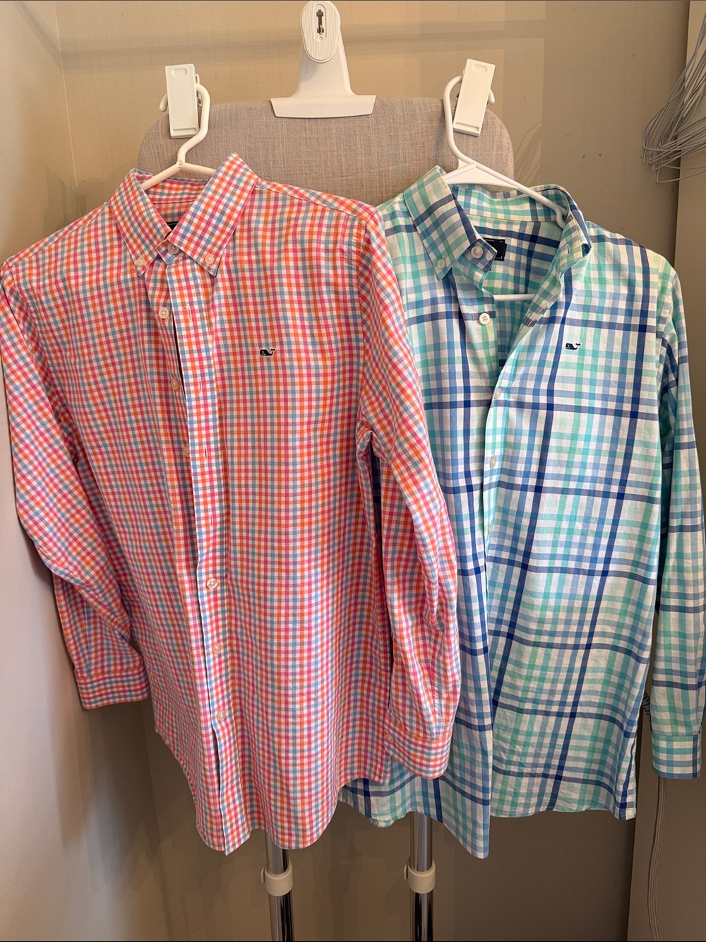 Vineyard Vines Men’s Plaid Button-Down Shirts - Coral/Blue & Teal/Blue